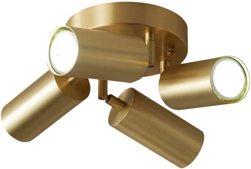 Adjustable Copper Spotlight Ceiling Mount Light Fixture - E27 Compatible Accent Lighting for Living Room, Dining Room, and Corridor,One Color-3Light