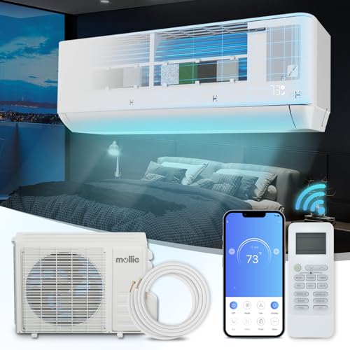 mollie 9000 BTU Mini Split Air Conditioner w/4-in-1 Filters, 115V 23 SEER2 AC Unit with Smart App Control, Cools Up to 400 Sq. Ft, Pre-Charged Heat Pump and Installation Kits