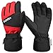 Azarxis Gants de Ski Enfants Gants de Neige Hiver Moufles Chaud Gants à Écran Tactile Antidérapant Respirant pour Garçon Fille Cyclisme (L/XL (9-12 Ans), 02 - Noir & Rouge)