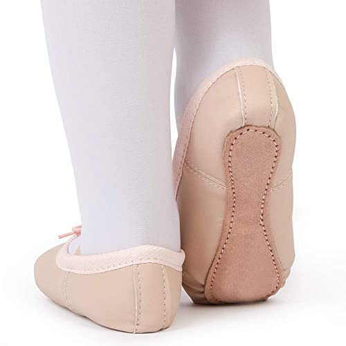 Ballet Shoes For Women Leather Girls Ballet Slippers Full Sole Adult Dance Ballerina Shoes (Beige/3.5 Big Kid) #TOP2