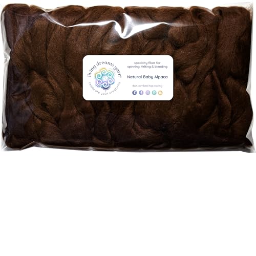Image of Baby Alpaca Fiber for Spinning, Blending, Felting & Dyeing. Natural Combed Top Roving, Dark Brown.