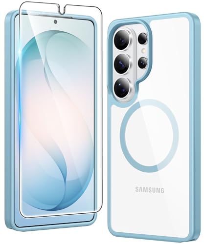 Image of FNTCASE for Samsung Galaxy S26-Ultra Case: Clear Magnetic Phone Cases with Screen Protector Compatible with Magsafe Slim Anti Yellowing Rugged Protective Transparent Cell Cover (C-Teal Magnetic)