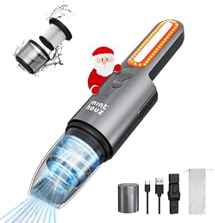 Minthouz Portable Cordless Handheld Vacuum Cleaner, Strong Suction Car Vacuum Cordless Rechargeable Dust Buster, Mini Hand Held Vacuum Cleaner with LED, Hand Vacuum for Car, Home & Pet Hair - USB C