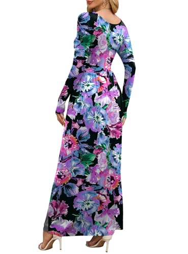 Image of DEARCASE Women's Maxi Dress Long Sleeve Crewneck Empire Waist Long Dresses