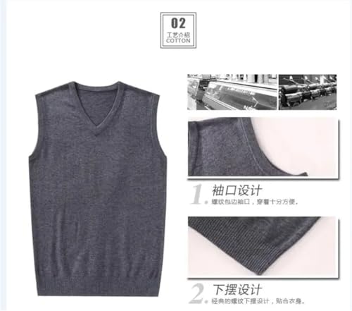 Men Winter Solid Cashmere Wool Basic V-Neck Sleeveless Pullover Knitting Sweater Vest3
