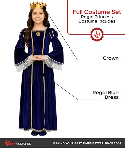 Disfraz completo de princesa medieval azul para niñas miniatura 2