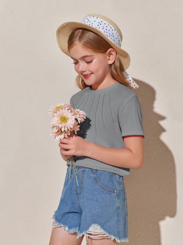Image of Haloumoning Girls Pleated T Shirts Kids Summer Short Sleeve Fashion Tops Tees 5-14 Years