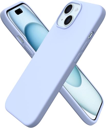 Image of ORNARTO Compatible with iPhone 15 Case 6.1, Slim Liquid Silicone 3 Layers Full Covered Soft Gel Rubber Phone Case, Anti-Scratch Shockproof Protective Cover 6.1 Inch, Baby Blue