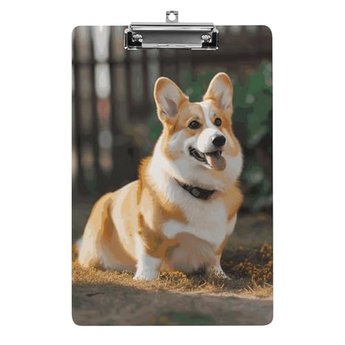 Presse-papiers Corgi en acrylique imprimé 31,8x21,6 cm pour bureau