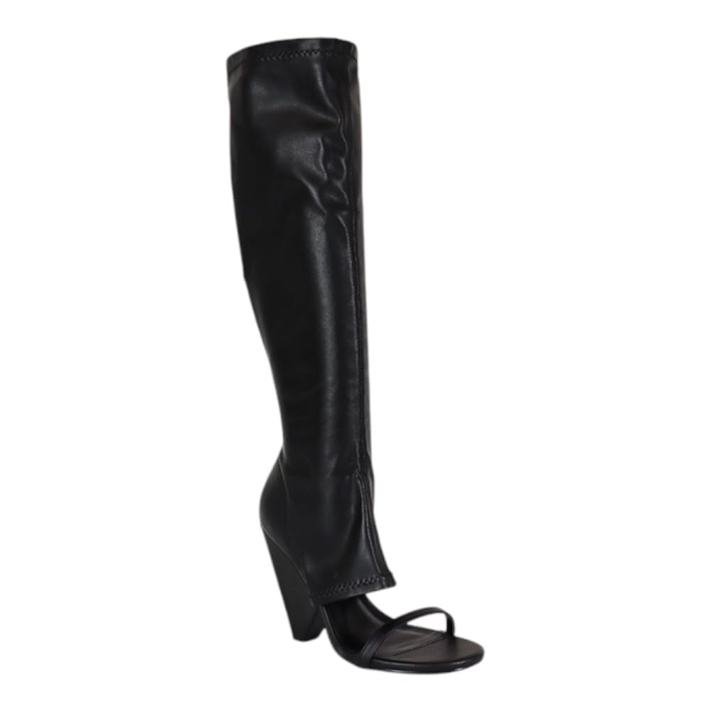 Liliana Womens Chunky Block Heel Peep Open Toe Knee High Boots