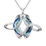 IMZM Halskette mit Anhänger aus 925er-Sterlingsilber für Damen, keltischer Knoten/Unendlichkeits-Herz/Dreifach-Mond-Halskette, elegantes Kristall-Symbol, Schmuck, Geschenke für Jahrestag, Geburtstag