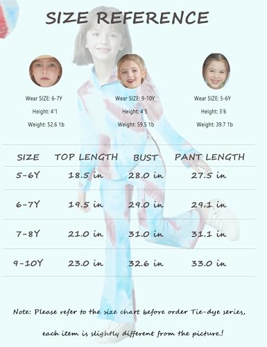 Image of Girls Clothes Tie Dye Sweatsuit Long Sleeve Sweatshirt Tops and Flare Pants 2PCS Girls Fall Clothes