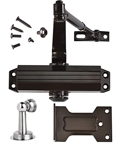 Floradis Automatic Black Door Closer With Hold Open And Parallel Plate. Suitable For Light Doors 55-100 Lbs. Magnetic Door Stopper #TOP27