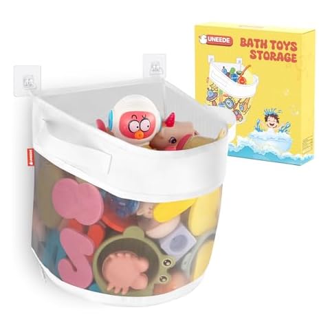 UNEEDE Bath Toy Organizer,4.15 Gallons Bathtub Toy Storage Organizer,Quick Access Bath Toy Holder For Bathtub,Baby Organizer And Storage,Quick Dry Baby Bath Toy Storage For Tub,Mesh Shower Caddy(Gray) Cover