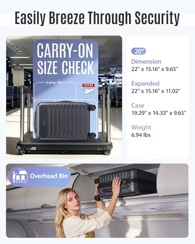 Image of LIGHT FLIGHT Expandable Carry On Luggage 22x14x9 Airline Approved with Double Spinner Wheels, 20 Inch Lightweight Hard Shell Rolling Suitcases with TSA Lock, Black