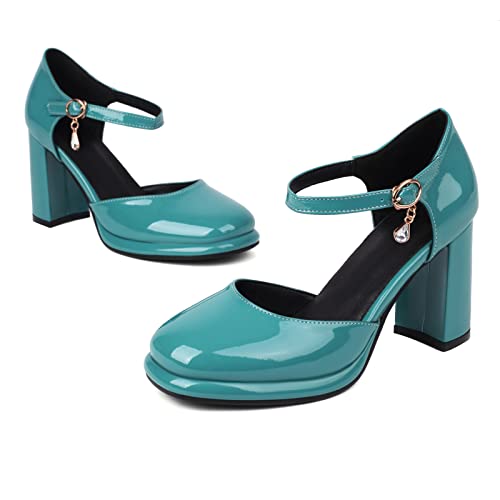Mary Janes à talon carré Lizoleor turquoise en taille 38 pour femme