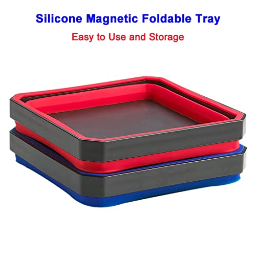 Magnetic Tray, Collapsible Magnetic Parts Tray For Small Parts ，Screw And Tools, Silicone Tray, Foldable Magnetic Tool Tray Set #TOP2