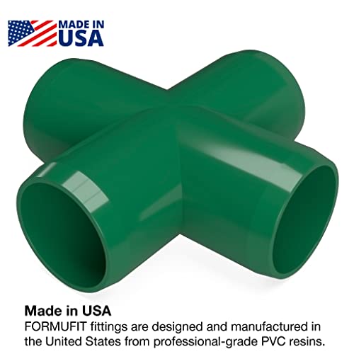 Formufit F114Crx-Gr-4 Cross Pvc Fitting, Furniture Grade, 1-1/4" Size, Green (Pack Of 4) #TOP1