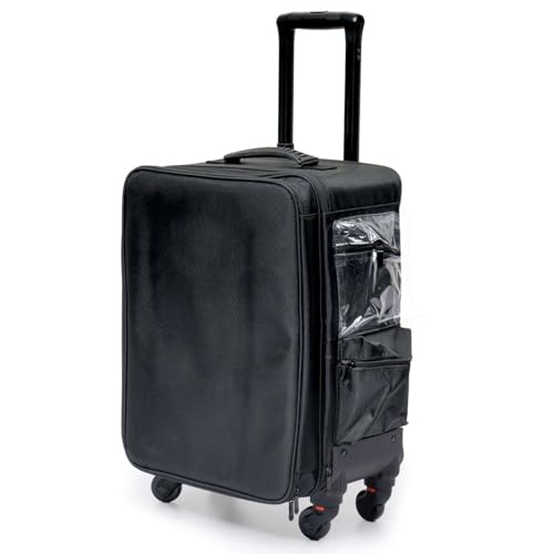 Image of SHAMAX Professional Makeup Artist Trolley | Large Rolling Cosmetic Case with 360 Wheels, Adjustable Dividers & Removable Bags | Salon, Hairstylist & MUA Travel Organizer (55Hx36.5Lx25W cm)