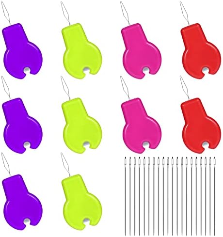 KINBOM 10pcs Plastic Simple Hand Sewing Needle Threaders with 30pcs Quilting Needles, Needle Threader Plastic Kit Hand Sewing Simple Threader for Stitching Household Sewing (Wrench Style)