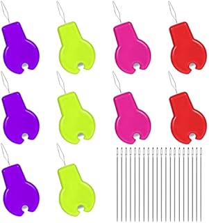 KINBOM 10pcs Plastic Simple Hand Sewing Needle Threaders with 30pcs Quilting Needles, Needle Threader Plastic Kit Hand Sewing Simple Threader for Stitching Household Sewing (Wrench Style)