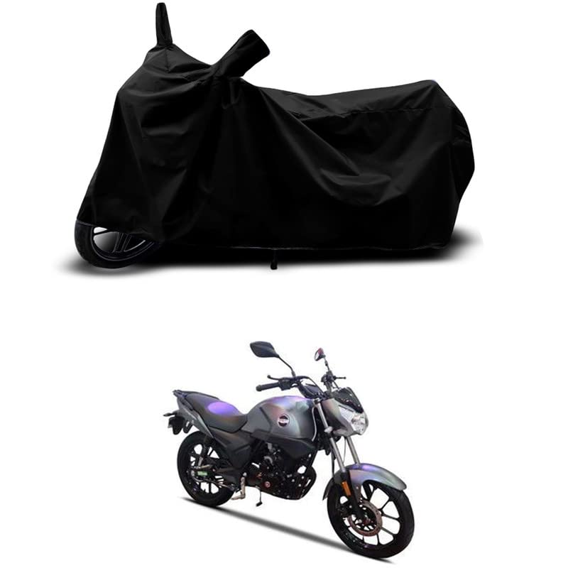 Image of 100% Scratchproof /UV-Rays /Heat Protection /Birds Dropping /Water Resistant /Dust Proof /Waterproof /Full Bike Scooty Two Wheeler Body Cover Compatible for Aftek Turbo 170 All Varients[Black]