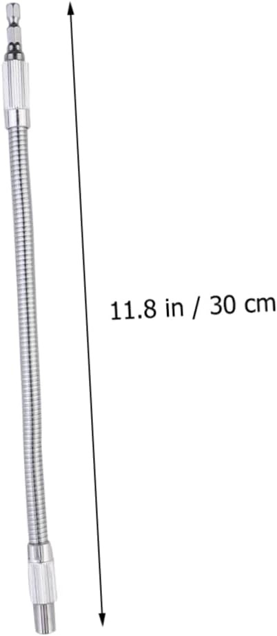 2Pcs Metal Flexible Shaft Drill Bit Holder for Electric Drill | Silver Pair, Hexagonal Bit Installation, Narrow-Space Repair Use, for Car Engine and Appliances