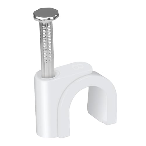 Miniatura 15 de LeMotech Clips para cables planos, 200 clips de pared de alambre de 0.394 pulgadas con clavos de acero, abrazaderas coaxiales para gestión de cables