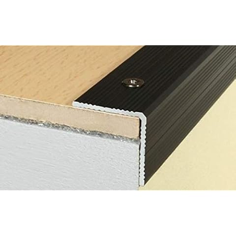 SELF-Adhesive ANODISED Aluminium Anti Non Slip Stair Edge Nosing Trim 900mm x 25mm x 25mm A40 Black Cover