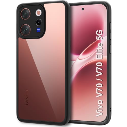 Image of TheGiftKart Hybrid Shockproof Back Cover Case for Vivo V70 / V70 Elite 5G | Camera Protection Module | Hard Back Cover Case for Vivo V70 / V70 Elite 5G (PC & TPU, Transparent Clear Back, Black Sides)