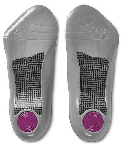 Airplus Plantilla Ortótica 3/4 para Mujeres – Soporte Completo del Arco, Copa Profunda para el Talón y Almohadilla de Gel – Alivia el Dolor de Fascitis Plantar, Gris/Rosa, Talla EU 36–43