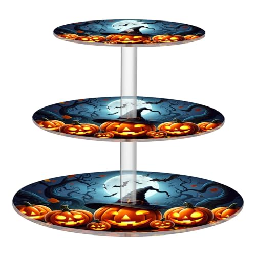 STAYTOP 3-Tier Cupcake Stand,Halloween Pumpkin Cake Stand Holder, Tiered DIY Cupcake Stand Tower for Dessert Table Displays,Birthday,Weddings, Parties Events