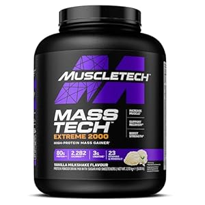 MuscleTech MassTech Extreme Protein Powder, Weight & Muscle Mass Gainer, Whey Mass Protein Powder with 3g Creatine, 80g Protein, 2,282 Calories, 2.72kg, Vanilla Cake