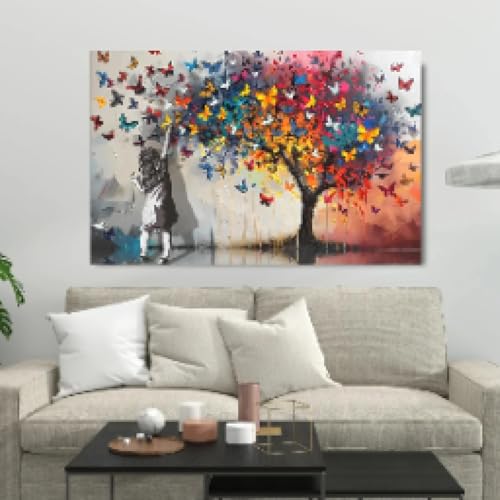 Tableau graffiti grand format pour habiller un mur vide de salon moderne