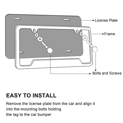 Tomgoo License Plate Frame Compatibility With Bmw ，2 Carbonfiber Licenseplate Covers, Aluminum Alloy Weather Proof License Plate Holder Bracket，Including Key Chain And 4 Tire Air Caps Car Accessories #TOP5