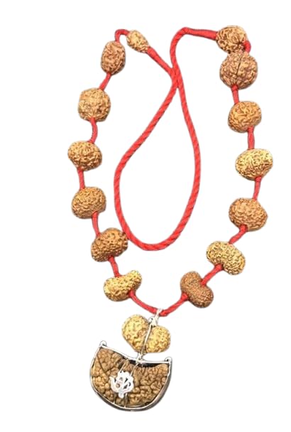 Rudraksha Mala 18 mm-20 mm Ganesha Arts collier en bois naturel pour la méditation et le yoga