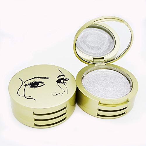Eyelash Storage Case 3-Layers Round Eyelashes Organizer Box with Makeup Mirror New Look Container Cosmetic Holder Case for Travel 2PCS (Gold)