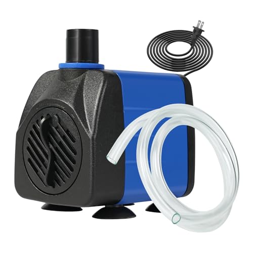 Image of AQUANEAT Small Fountain Pump, 160 GPH Mini Submersible Water Pump with 3.3 ft Tubing, for Aquarium Fish Tank, Pet Water Fountain, Hydroponics, Pond Waterfall Filter Pump