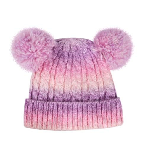 Bonnet de ski double pompon multicolore, cadeau idéal ado 7-15 ans