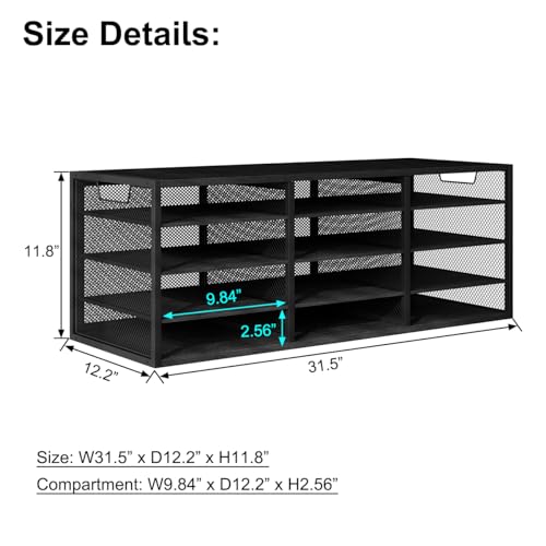 PAG-Mass Mail Sorter Adjustable Countertop Heavy Duty Literature Organizer Student Mailbox for Classroom Desktop Bill Paper Holder Rack for Office Home School, 12 Compartments, Black by PAG-Mass - Image 5