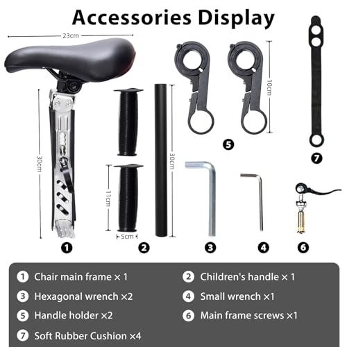 HENYEER Children's Front Bicycle Seat, Children's Front Bike Seat with Handlebars, Baby Front Bike Holder, Removable Portable Front Bike Seat for Children 2 to 5 Years Old - Image 6