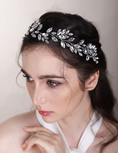 Chargances Bridal Crystal Hair Vine Wedding Gold Rhinestone Headband Fashion Bride Hair Vine Wedding Prom Flower Girl Hair Accessories for Women and Girls (Gold) - Image 2