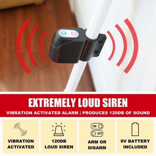 Securityman Door Security Bar with Alarm | Sliding Door Security | Door Stopper (120 dB Extra Loud Alarm) Enjoy Peace of Mind with Durable, Heavy Duty Door Jammer Door Stop Alarm Stick Inside