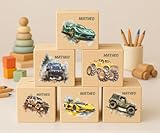 Spardose Kinder personalisiert mit Namen – Holz Spardose Auto Motiv – Monstertruck, Rennwagen, Geländewagen – Geschenk zur Taufe, Geburt, Einschulung – Sparschwein Jungen mit Schloss