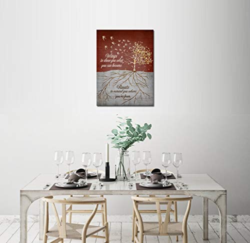 Levvarts Home Tree Quote Wall Art Vintage Golden Tree Of Life Painting Picture Prints Family Love Sign Poster Framed For Home Office Living Room Decor 24X32Inch #TOP2