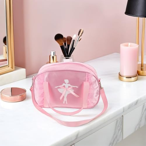 Sac de danse rose pour enfants avec compartiment à chaussures réglable