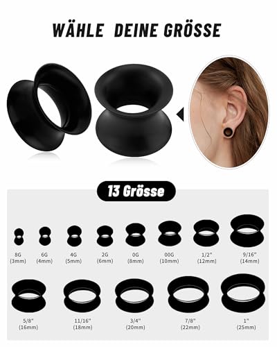 Longbeauty 2 Paare Extra Weiche Silikon Flesh Tunnel Plug Double Flared 3-25mm (Stil A, 10MM)