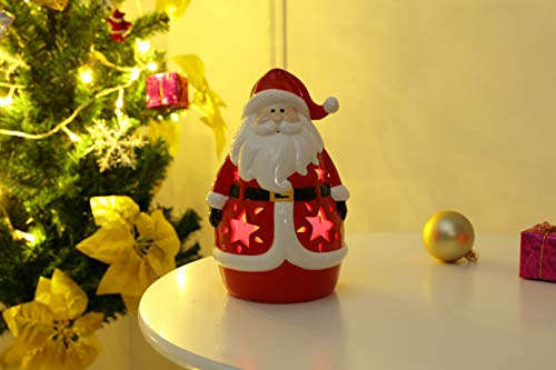 Lanterne de table LED en céramique Père Noël pour centre de table cosy
