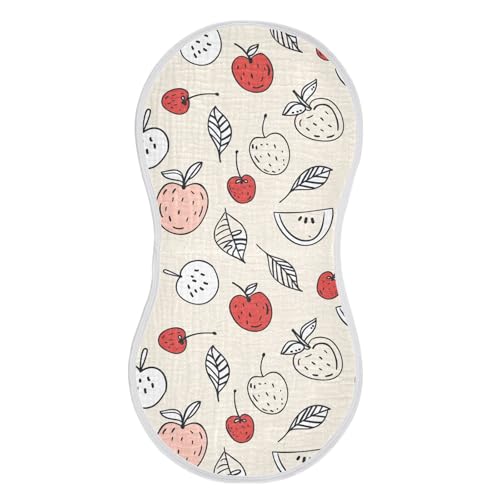 Fruits Light Beige Color Cotton Burp Cloths Large Soft and Absorbent washcloths for Babies boy and Girl Set of 2, 22x11in2