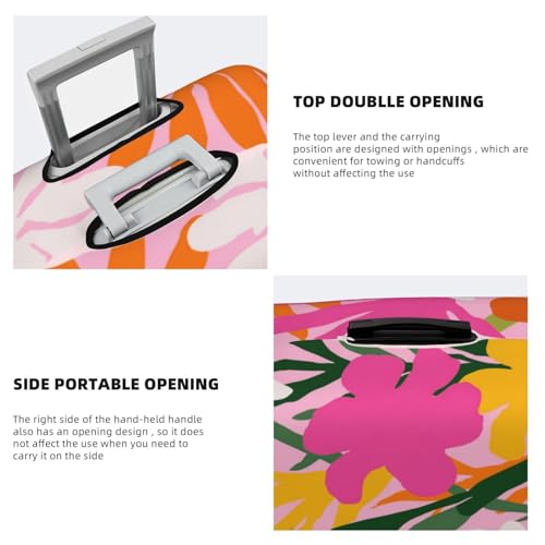 Pink Orange Retro Tropical Flowers Elastic Travel Luggage Covers Dustproof Scratch-Resistant Suitcase Protector Fit 22-24 Inch3